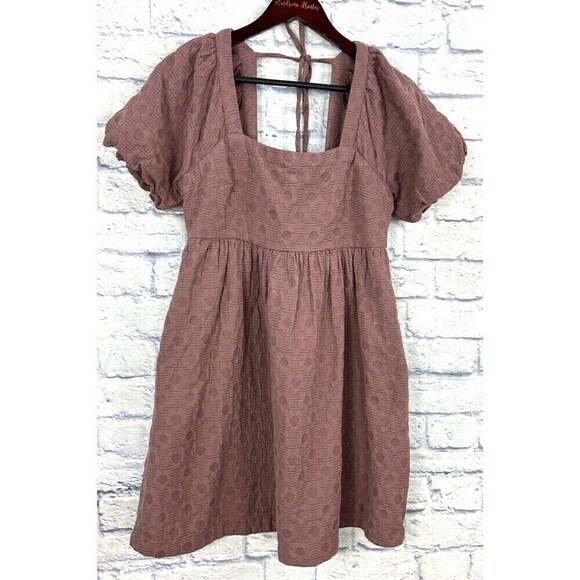 Madewell Floral Quilted Puff Sleeve Mini Dress Sz M Purple Flirty Hidden Zipper - Picture 2 of 12